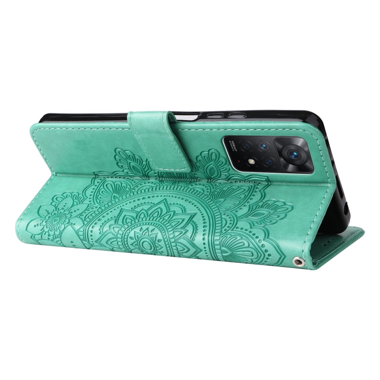 For Xiaomi Redmi Note 11 Pro 4G Global/Redmi Note 11 Pro 5G Global/Redmi Note 11E Pro 7-petal Flowers Embossed Flip Leather Phone Case