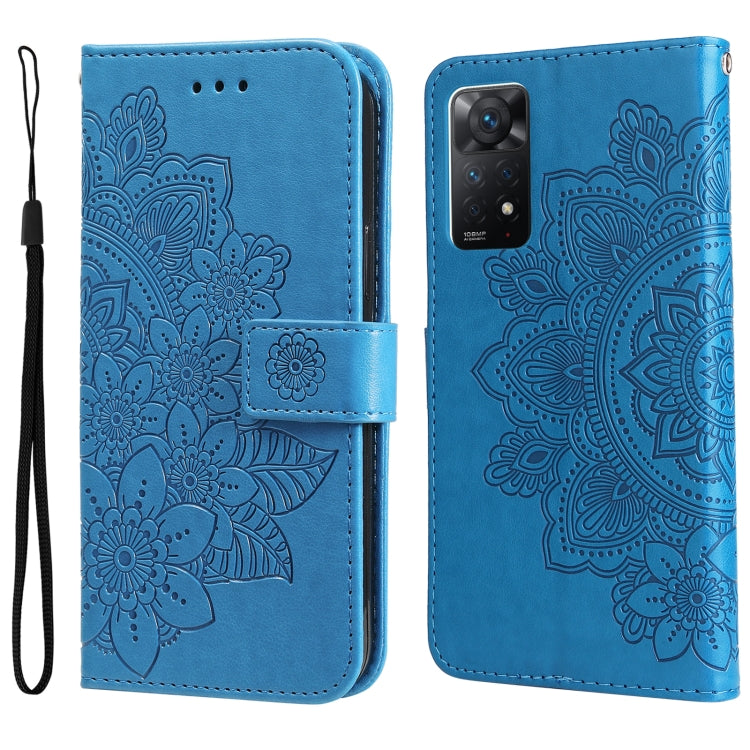 For Xiaomi Redmi Note 11 Pro 4G Global/Redmi Note 11 Pro 5G Global/Redmi Note 11E Pro 7-petal Flowers Embossed Flip Leather Phone Case