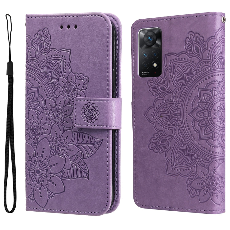 For Xiaomi Redmi Note 11 Pro 4G Global/Redmi Note 11 Pro 5G Global/Redmi Note 11E Pro 7-petal Flowers Embossed Flip Leather Phone Case