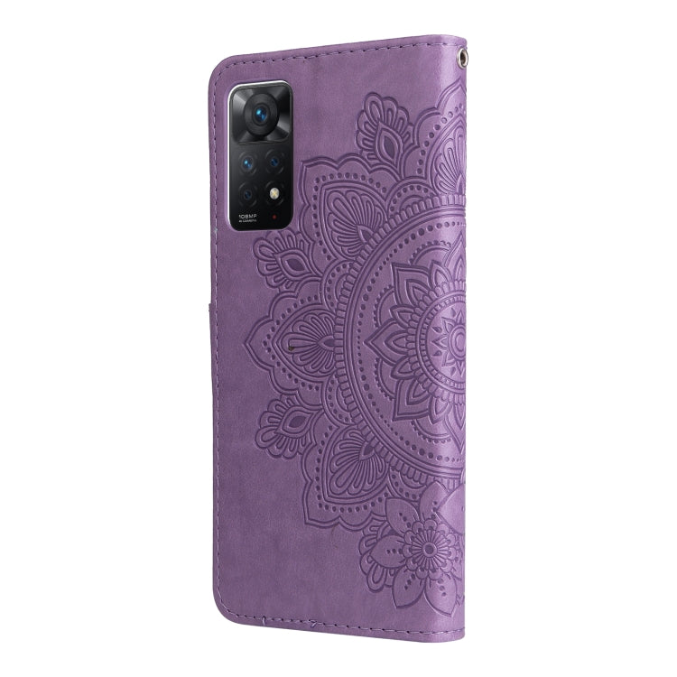 For Xiaomi Redmi Note 11 Pro 4G Global/Redmi Note 11 Pro 5G Global/Redmi Note 11E Pro 7-petal Flowers Embossed Flip Leather Phone Case