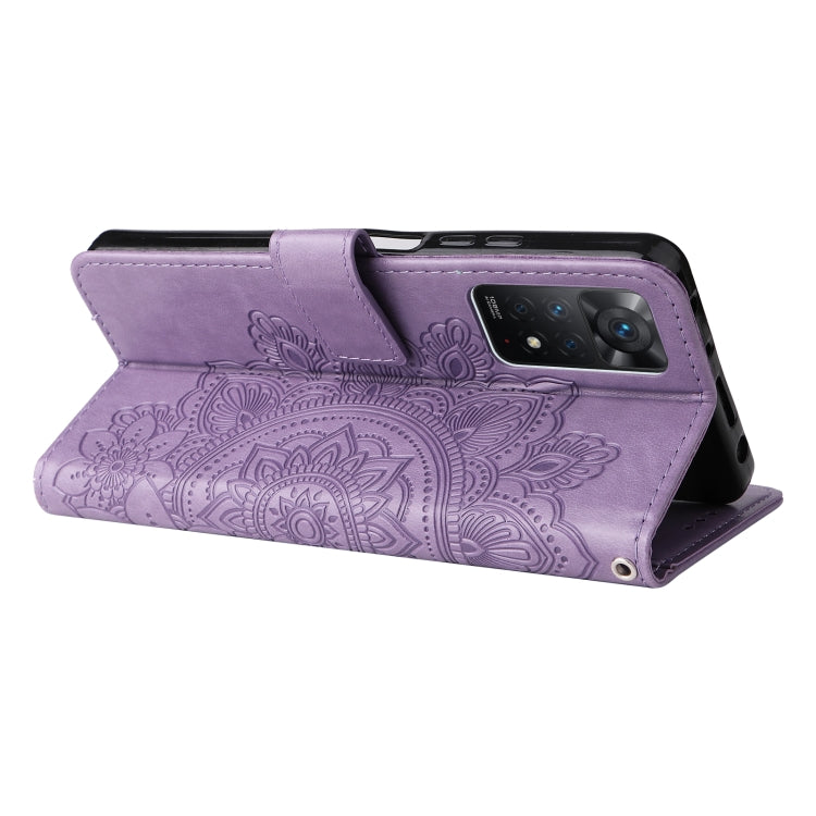 For Xiaomi Redmi Note 11 Pro 4G Global/Redmi Note 11 Pro 5G Global/Redmi Note 11E Pro 7-petal Flowers Embossed Flip Leather Phone Case