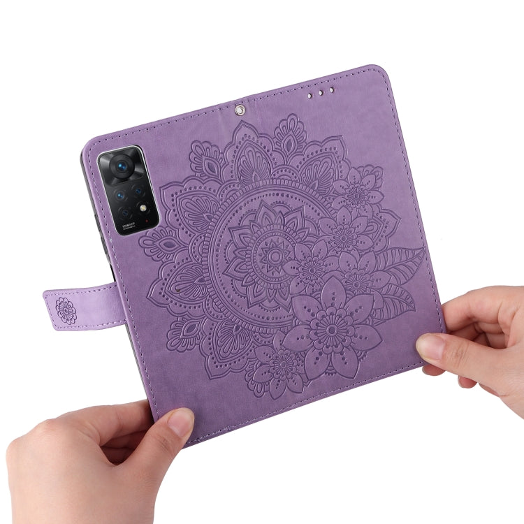 For Xiaomi Redmi Note 11 Pro 4G Global/Redmi Note 11 Pro 5G Global/Redmi Note 11E Pro 7-petal Flowers Embossed Flip Leather Phone Case