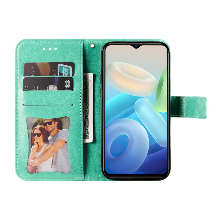 For vivo Y55 5G/Y75 5G/T1 5G 7-petal Flowers Embossed Flip Leather Phone Case