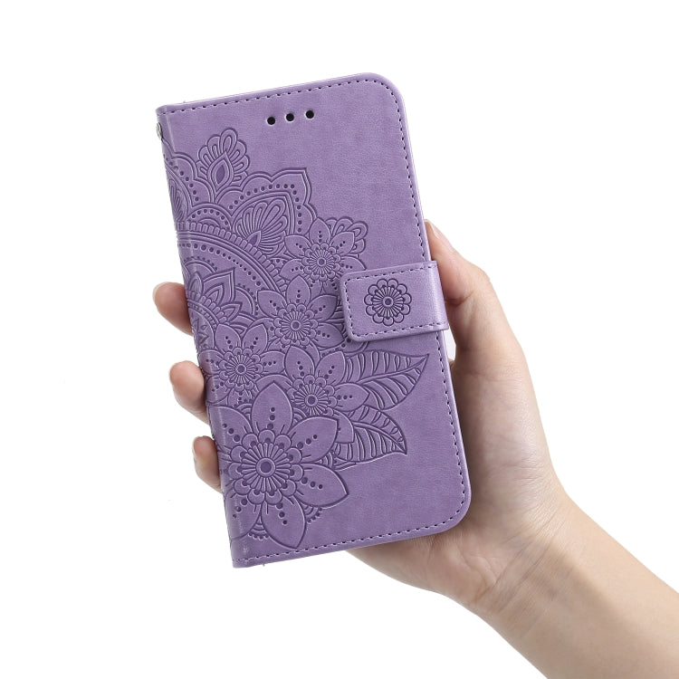 For Xiaomi Poco X4 Pro 5G 7-petal Flowers Embossed Flip Leather Phone Case