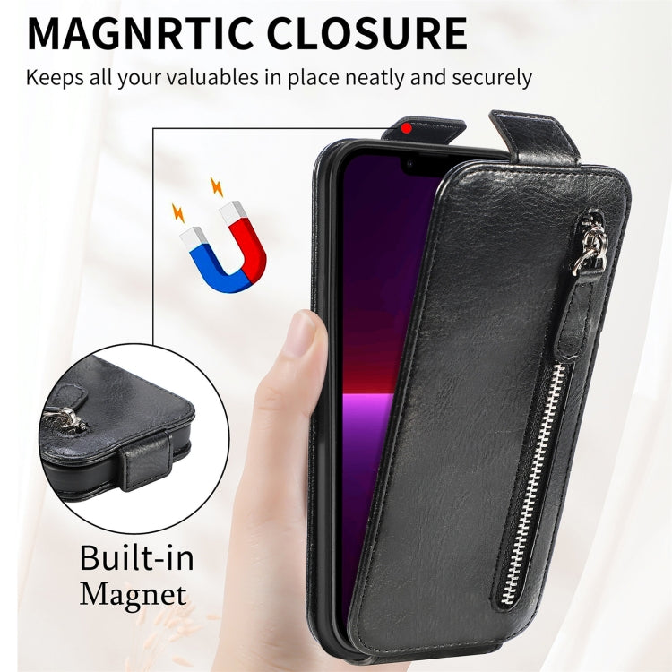 For iPhone 13 Pro Zipper Wallet Vertical Flip Leather Phone Case
