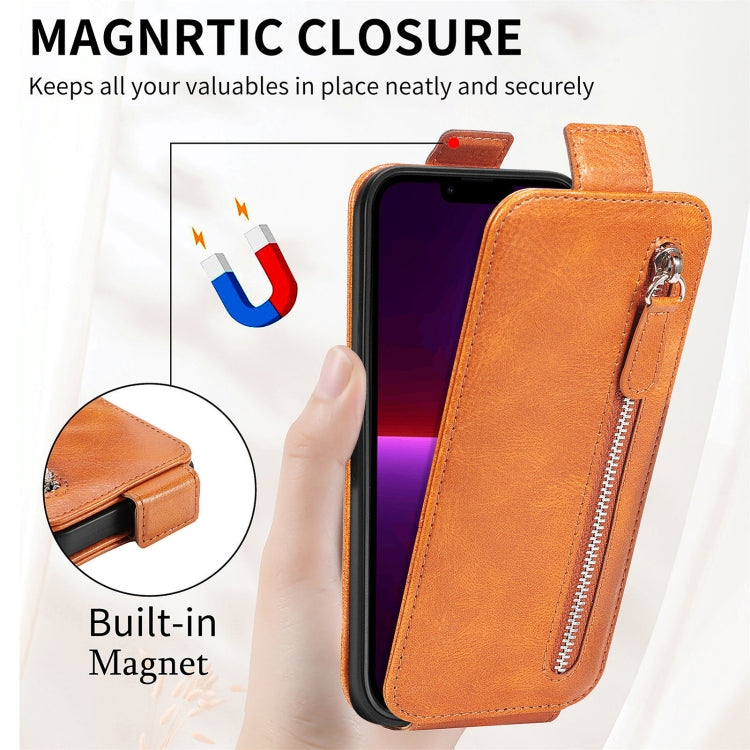 For iPhone 13 Pro Zipper Wallet Vertical Flip Leather Phone Case