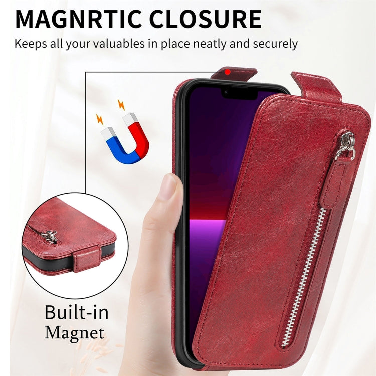 For iPhone 13 Pro Zipper Wallet Vertical Flip Leather Phone Case