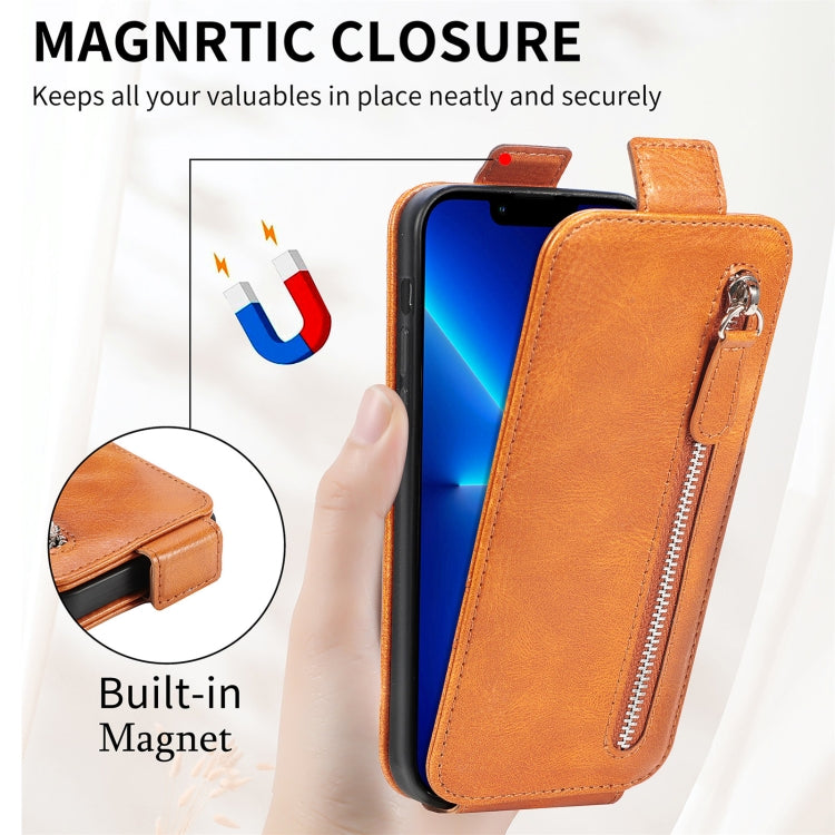 Zipper Wallet Vertical Flip Leather Phone Case For iPhone 12 / 12 Pro