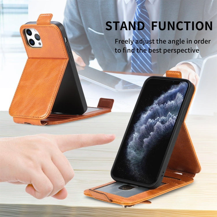 Zipper Wallet Vertical Flip Leather Phone Case For iPhone 12 / 12 Pro