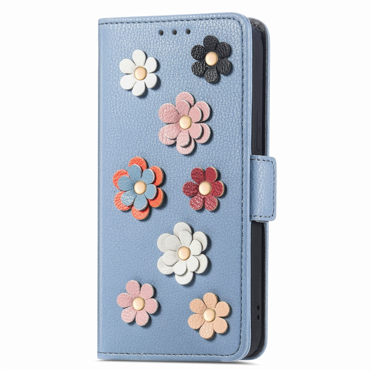 Stereoscopic Flowers Leather Phone Case For iPhone 12 / 12 Pro