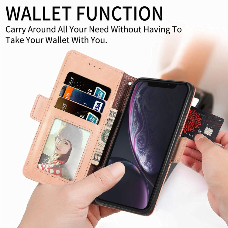 For iPhone XS Max Grid Leather Flip Phone Case