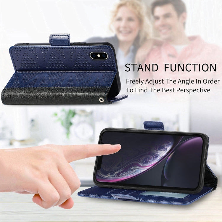 Grid Leather Flip Phone Case For iPhone XS / X