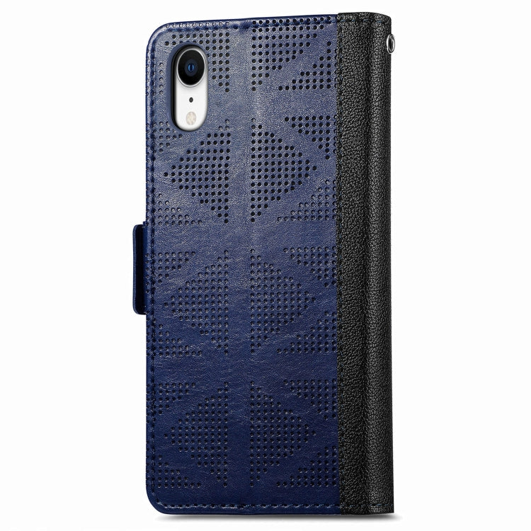 For iPhone XR Grid Leather Flip Phone Case