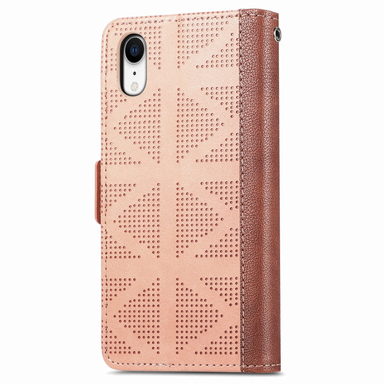 For iPhone XR Grid Leather Flip Phone Case