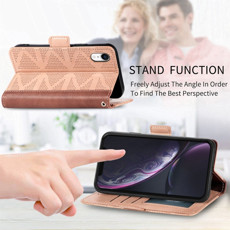 For iPhone XR Grid Leather Flip Phone Case