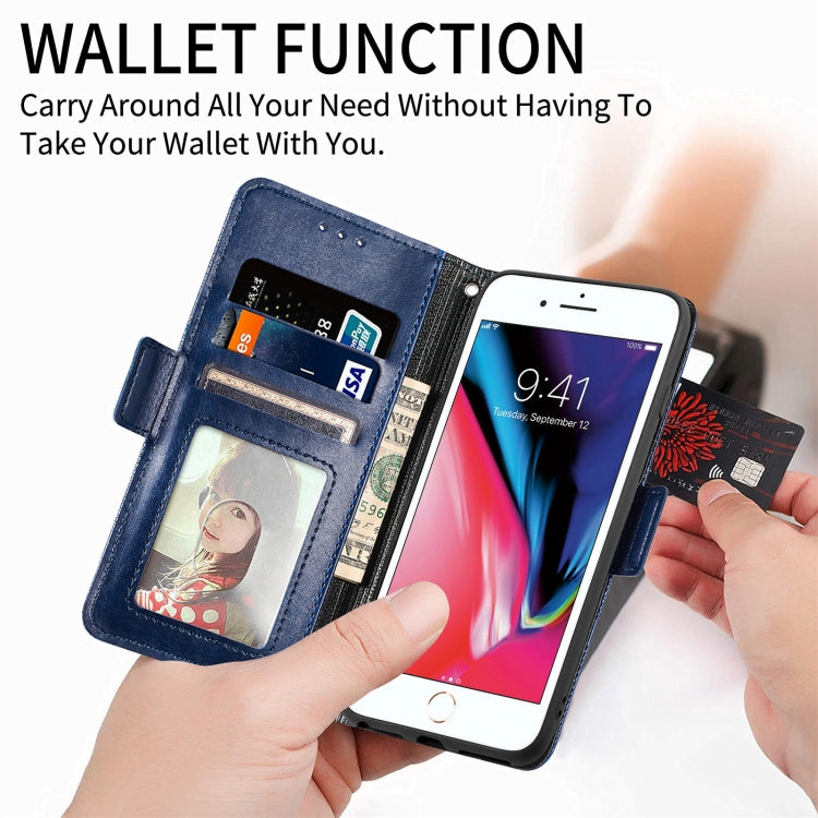 For iPhone SE 2022 / SE 2020 / 8 / 7 Grid Leather Flip Phone Case