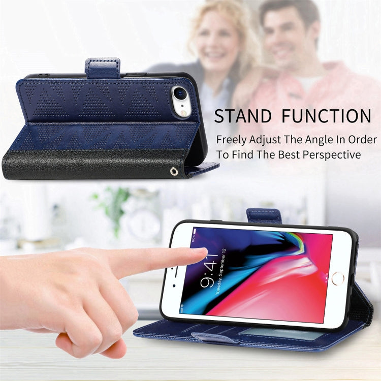 For iPhone SE 2022 / SE 2020 / 8 / 7 Grid Leather Flip Phone Case