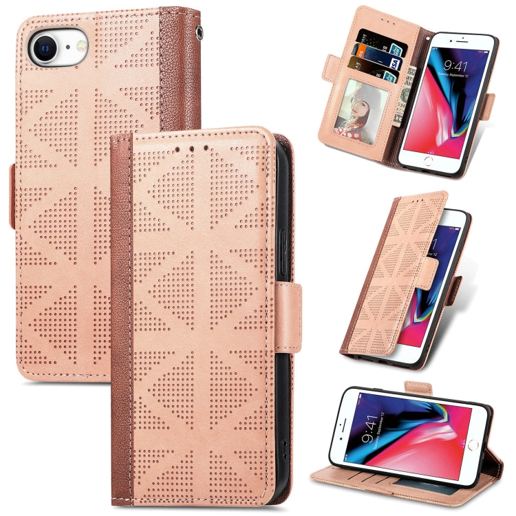 For iPhone SE 2022 / SE 2020 / 8 / 7 Grid Leather Flip Phone Case