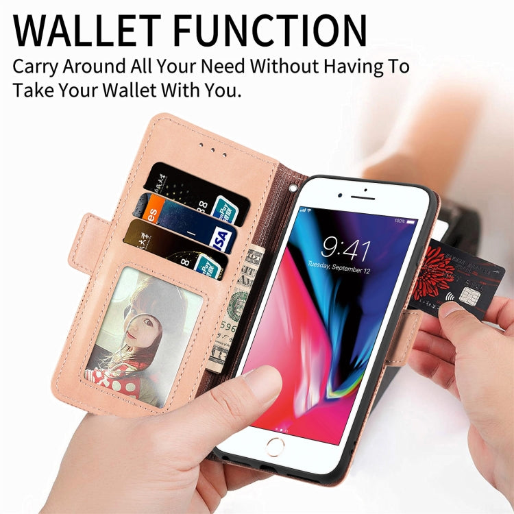 For iPhone SE 2022 / SE 2020 / 8 / 7 Grid Leather Flip Phone Case