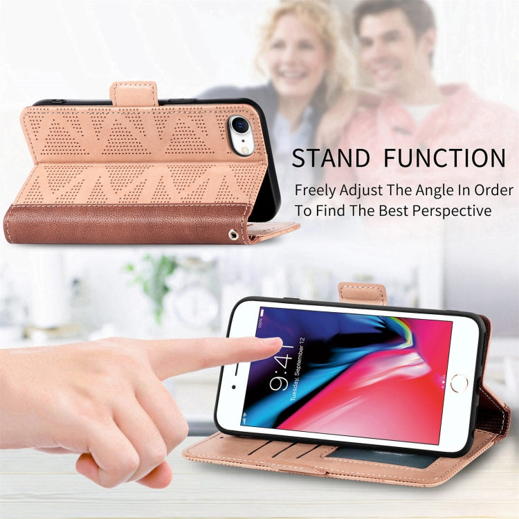 For iPhone SE 2022 / SE 2020 / 8 / 7 Grid Leather Flip Phone Case