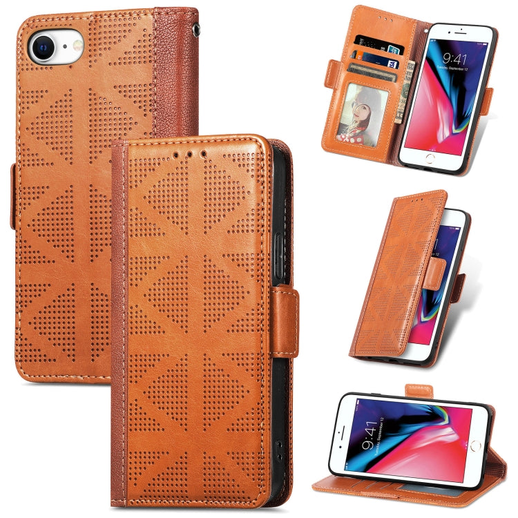 For iPhone SE 2022 / SE 2020 / 8 / 7 Grid Leather Flip Phone Case