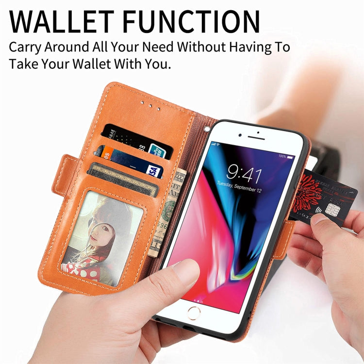 For iPhone SE 2022 / SE 2020 / 8 / 7 Grid Leather Flip Phone Case