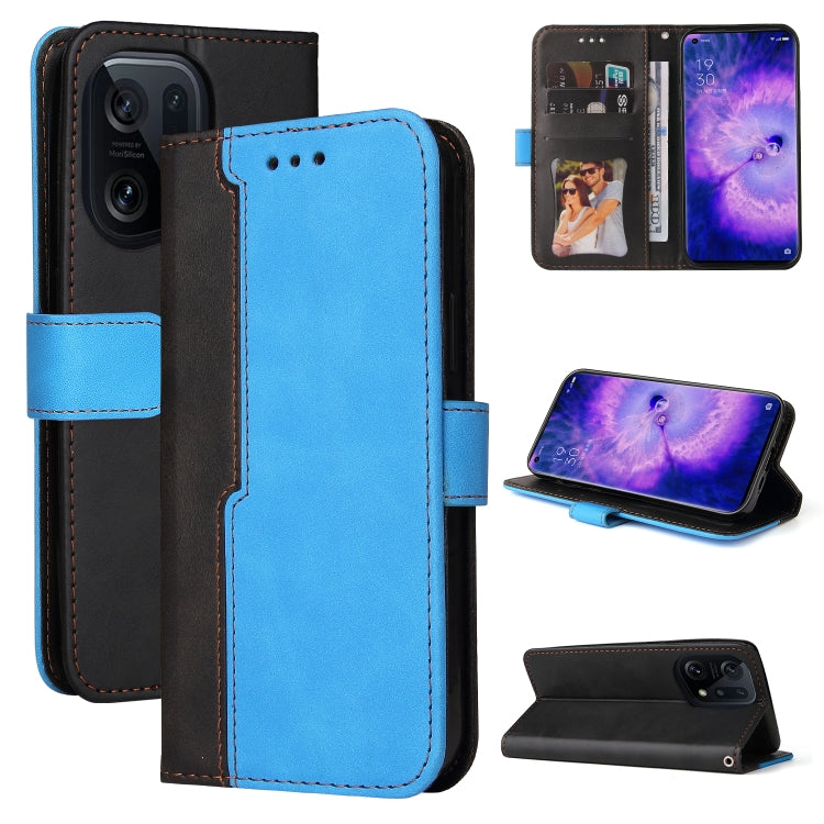 For OPPO Find X5 Stitching-Color Flip Leather Phone Case