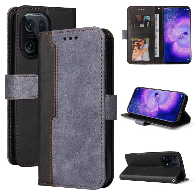 For OPPO Find X5 Pro Stitching-Color Flip Leather Phone Case