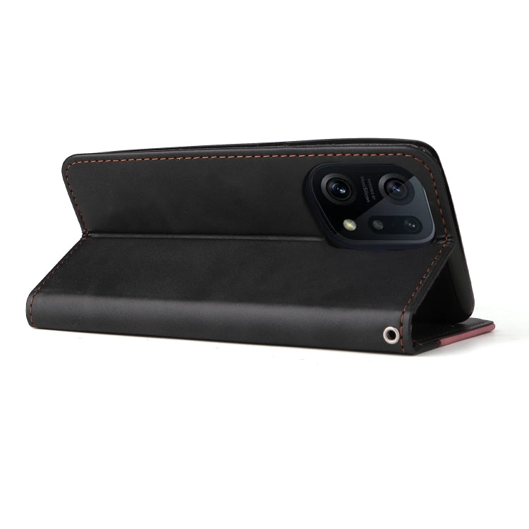 For OPPO Find X5 Pro Stitching-Color Flip Leather Phone Case