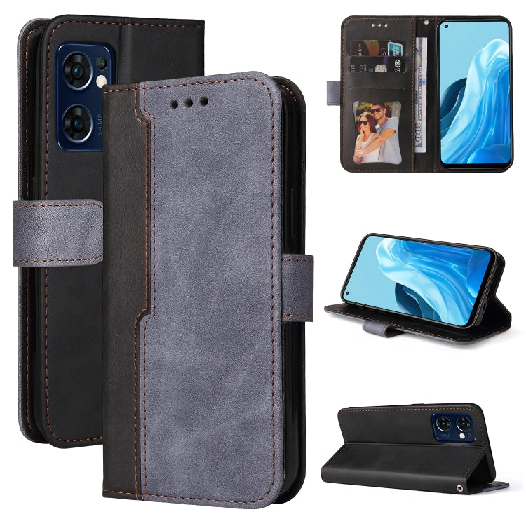 For OPPO Find X5 Lite / Reno7 5G Global Stitching-Color Flip Leather Phone Case