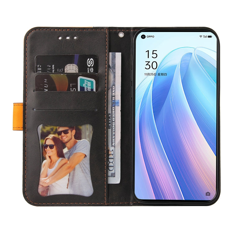 For OPPO Reno7 Pro 5G Stitching-Color Flip Leather Phone Case