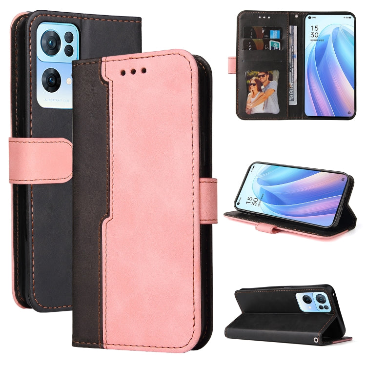 For OPPO Reno7 Pro 5G Stitching-Color Flip Leather Phone Case