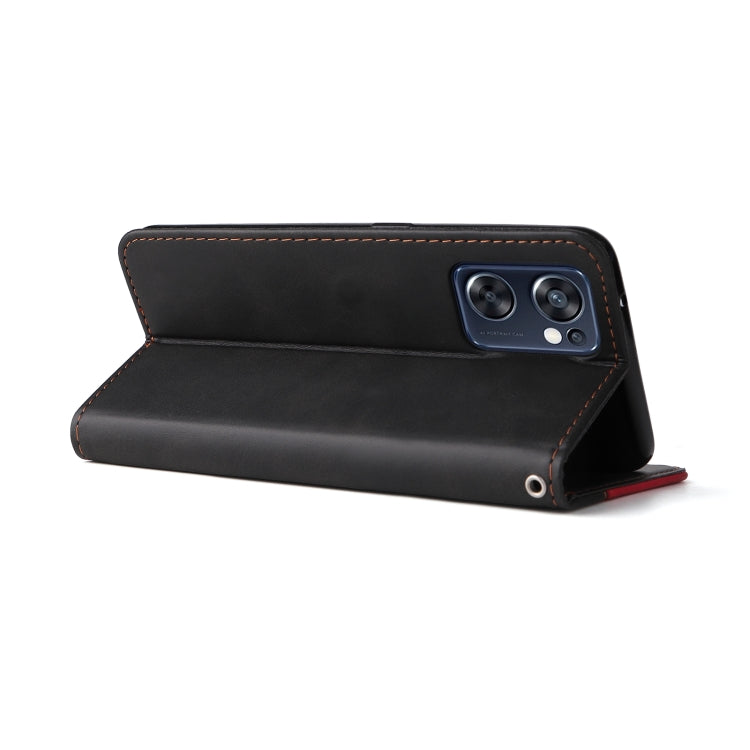 For OPPO Reno7 SE 5G Stitching-Color Flip Leather Phone Case