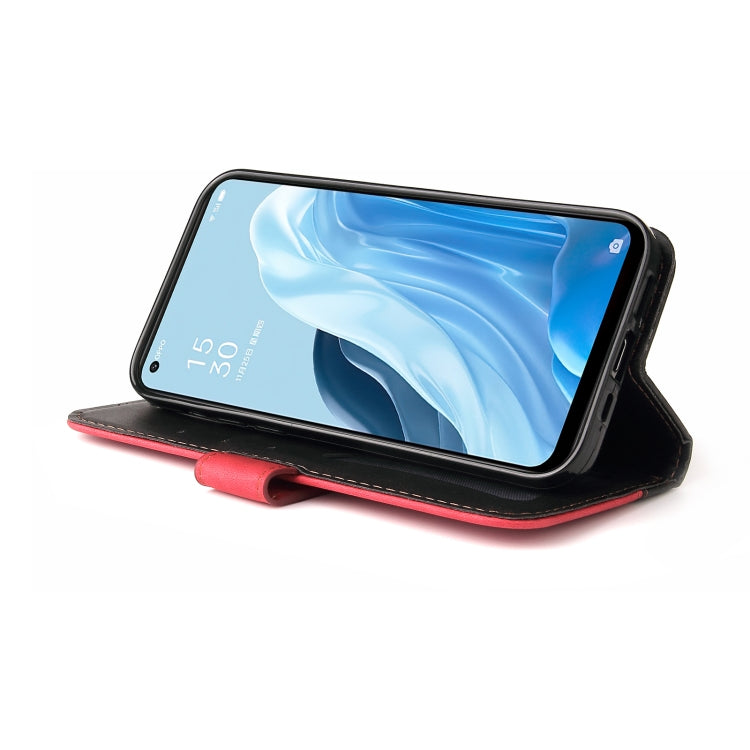 For OPPO Reno7 SE 5G Stitching-Color Flip Leather Phone Case