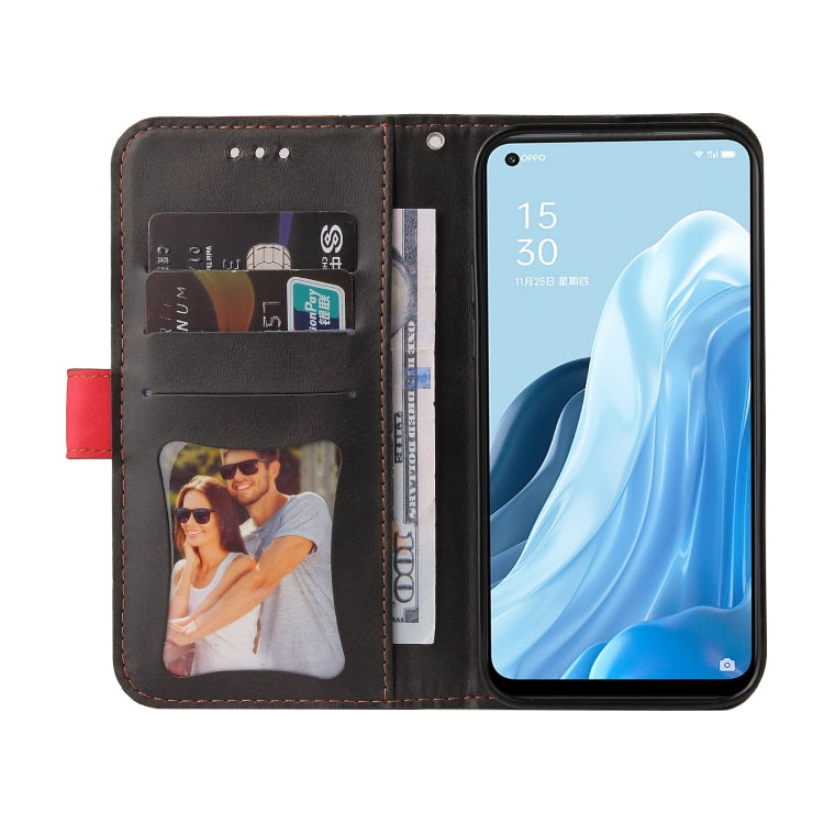 For OPPO Reno7 SE 5G Stitching-Color Flip Leather Phone Case
