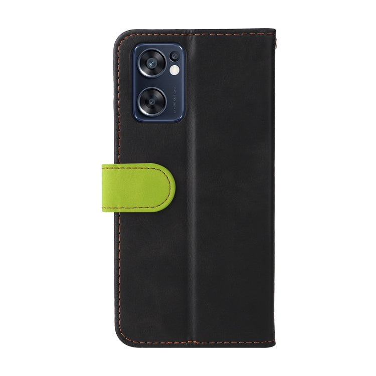 For OPPO Reno7 SE 5G Stitching-Color Flip Leather Phone Case