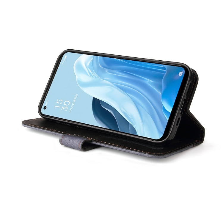 For OPPO Reno7 SE 5G Stitching-Color Flip Leather Phone Case