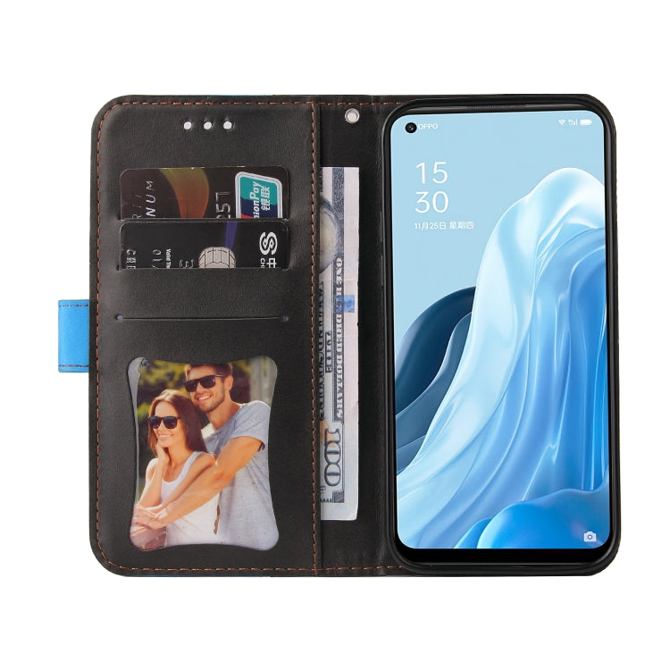 For OPPO Reno7 SE 5G Stitching-Color Flip Leather Phone Case
