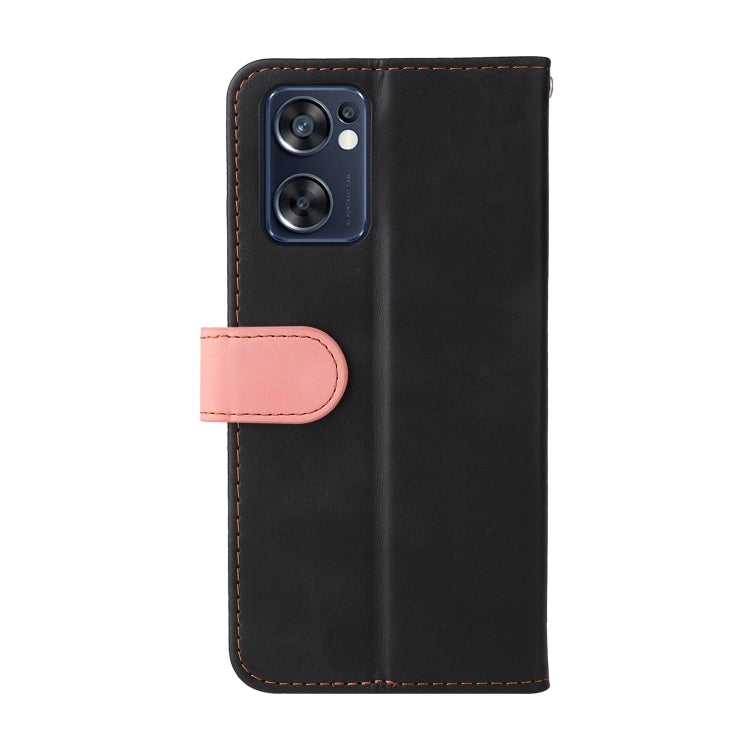 For OPPO Reno7 SE 5G Stitching-Color Flip Leather Phone Case
