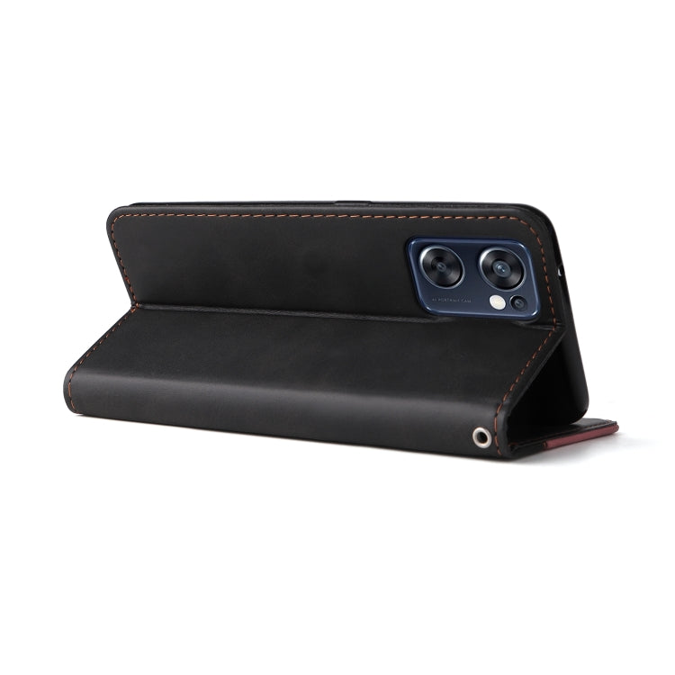 For OPPO Reno7 SE 5G Stitching-Color Flip Leather Phone Case