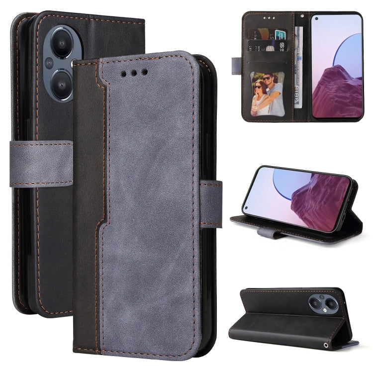 For OPPO Reno7 Z 5G / A96 5G Stitching-Color Flip Leather Phone Case