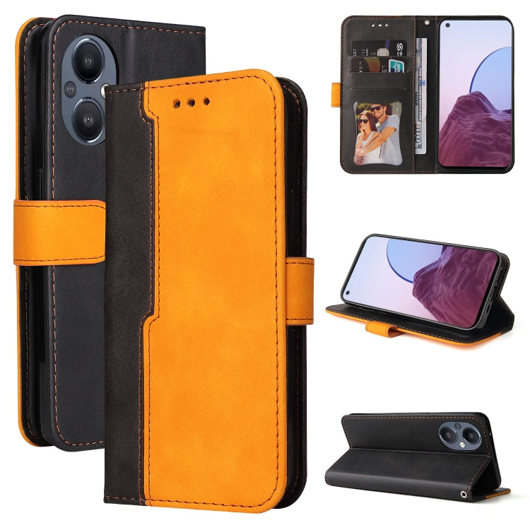 For OPPO Reno7 Z 5G / A96 5G Stitching-Color Flip Leather Phone Case