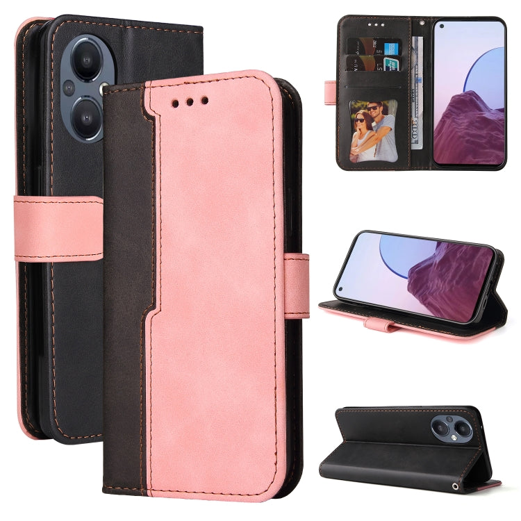 For OPPO Reno7 Z 5G / A96 5G Stitching-Color Flip Leather Phone Case