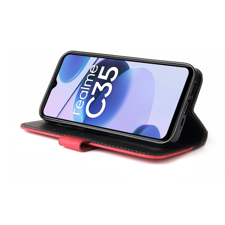 For OPPO Realme C35 Stitching-Color Flip Leather Phone Case