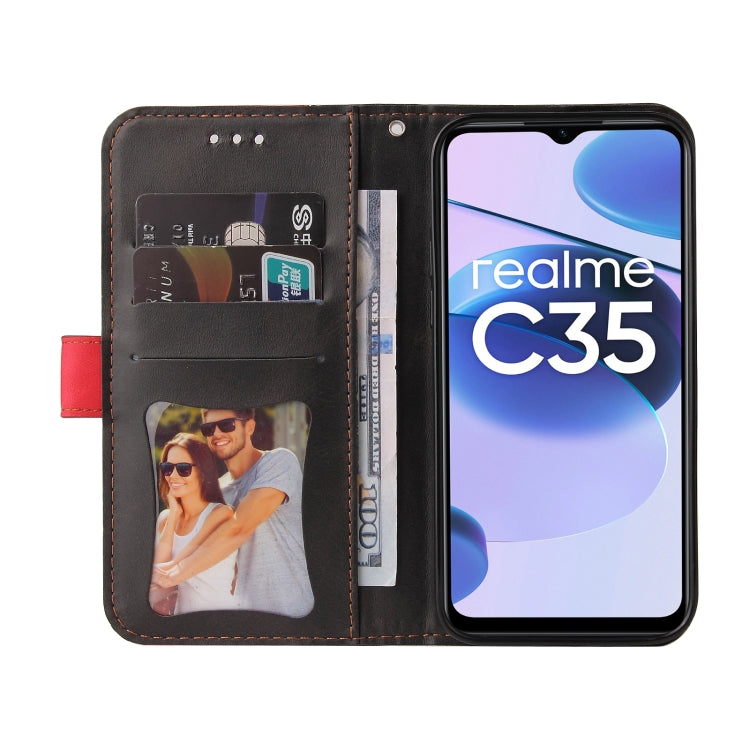 For OPPO Realme C35 Stitching-Color Flip Leather Phone Case