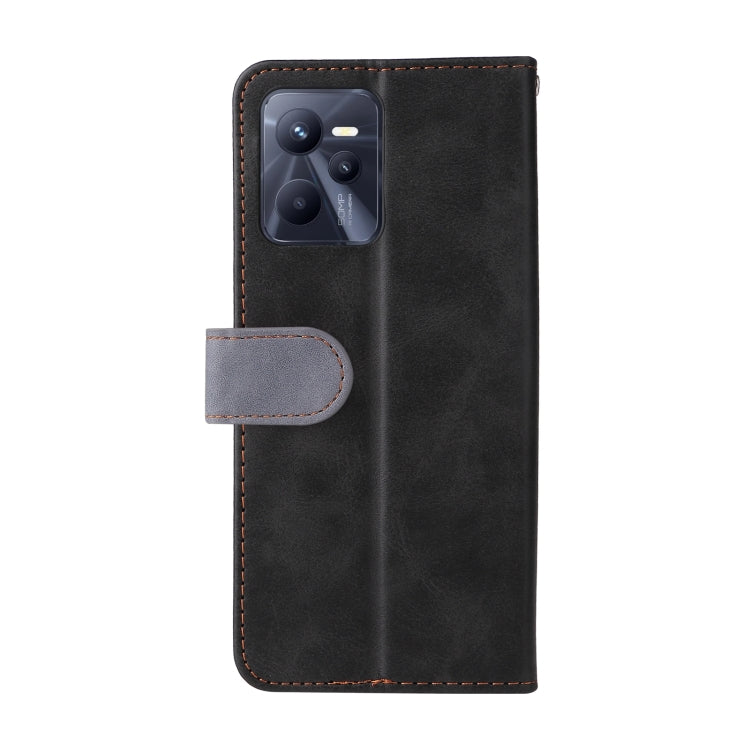 For OPPO Realme C35 Stitching-Color Flip Leather Phone Case