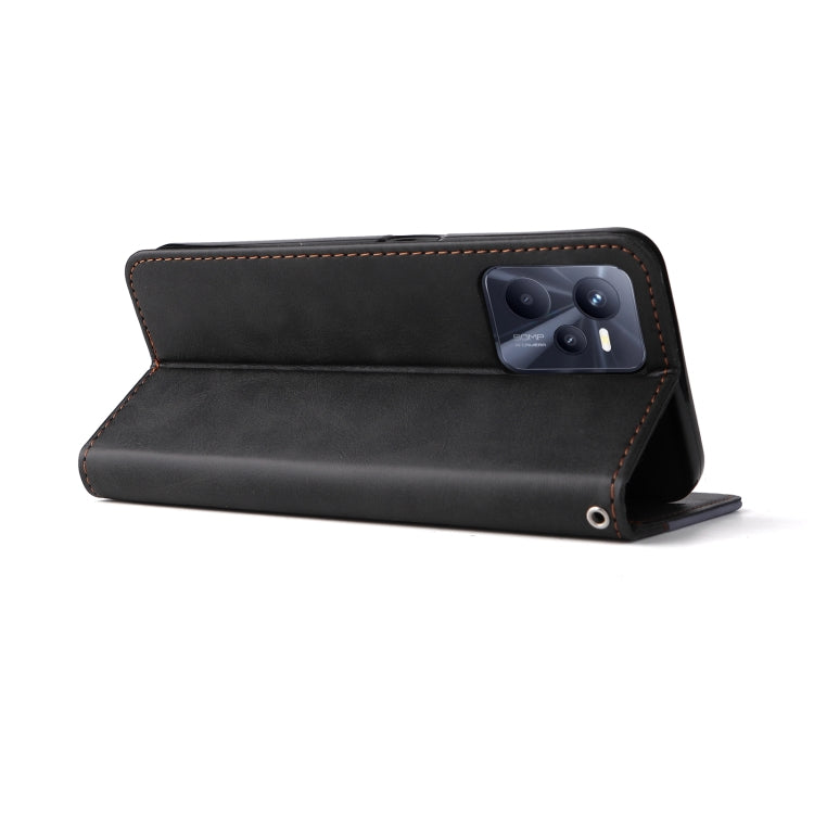 For OPPO Realme C35 Stitching-Color Flip Leather Phone Case