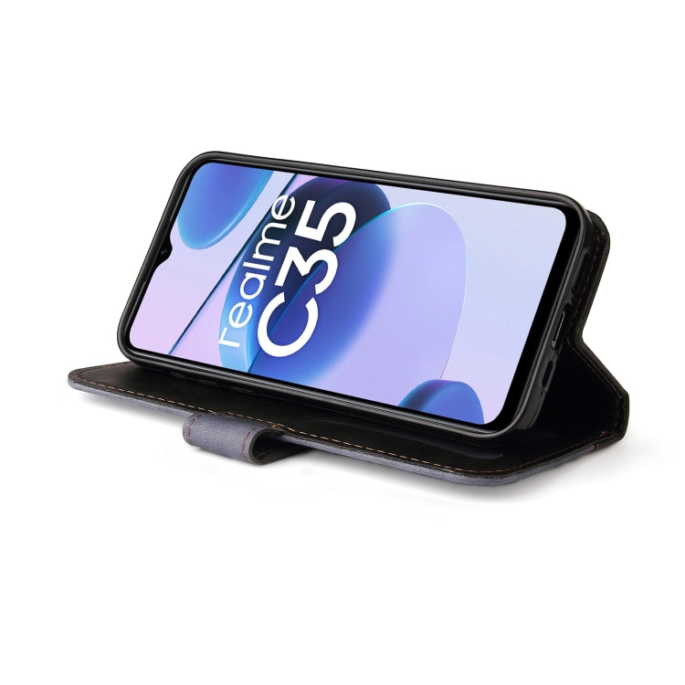 For OPPO Realme C35 Stitching-Color Flip Leather Phone Case