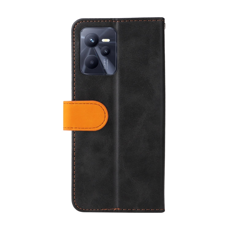 For OPPO Realme C35 Stitching-Color Flip Leather Phone Case