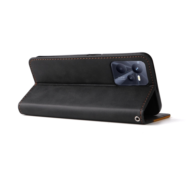 For OPPO Realme C35 Stitching-Color Flip Leather Phone Case